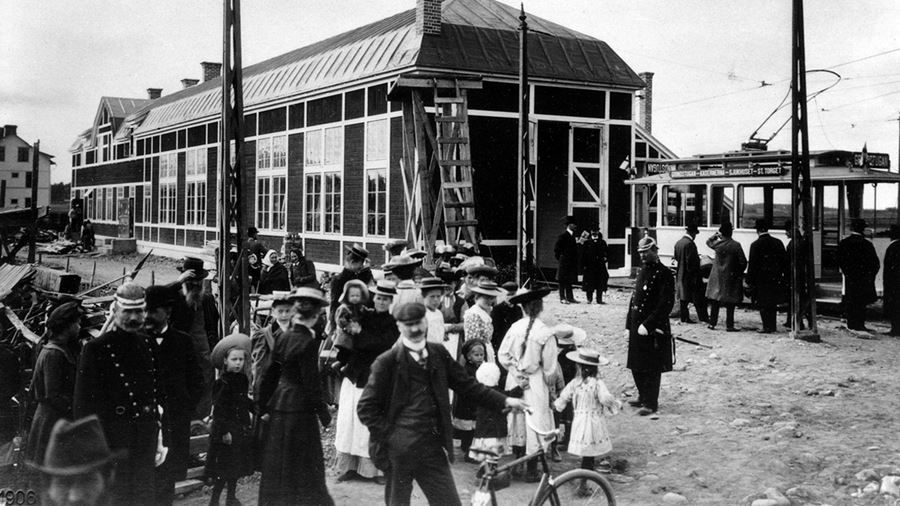 Spårvagnsstart i Uppsala 1906